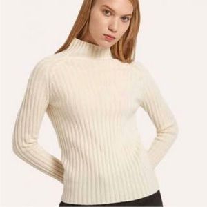 NWOT Gentle Herd Seamless Rib Knit Cashmere Sweater (Ivory/White)